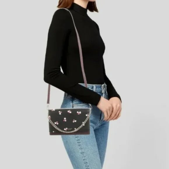 Kate Spade New York Cameron Dusk Buds Floral Crossbody – Burgundy/Black Multi - Picture 12 of 12